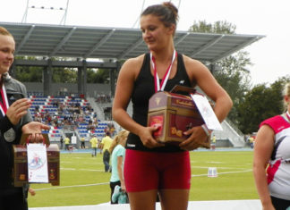 Zawodniczka z Kwidzyna na Młodzieżowych Mistrzostw Europy 07 05 2013 rzut