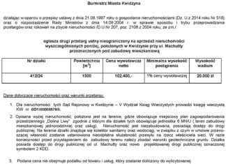 Przetarg ustny nieograniczony na sprzedaż nieruchomości położonych w Kwidzynie przy ul. Machutty przeznaczonych pod zabudowę mieszkaniową 23 12 2014 machutty1