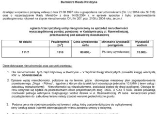 Przetarg ustny nieograniczony na sprzedaż nieruchomości położonej w Kwidzynie przy ul. Rzemieślniczej, przeznaczonej pod zabudowę mieszkaniową 23 12 2014 rzemieslnicza1