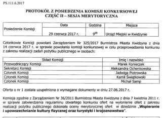Rozstrzygnięcie otwartego konkursu ofert na realizację zadań publicznych w dziedzinie wspieranie i upowszechnianie kultury fizycznej oraz turystyki i krajoznawstwa 30 06 2017 ogloszenie1