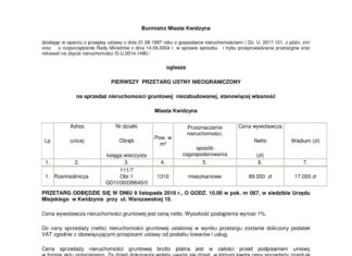 Pierwszy przetarg ustny nieograniczony na sprzedaż nieruchomości gruntowej niezabudowanej przy ul. Rzemieślniczej 25 09 2018 rzemieslnicza1