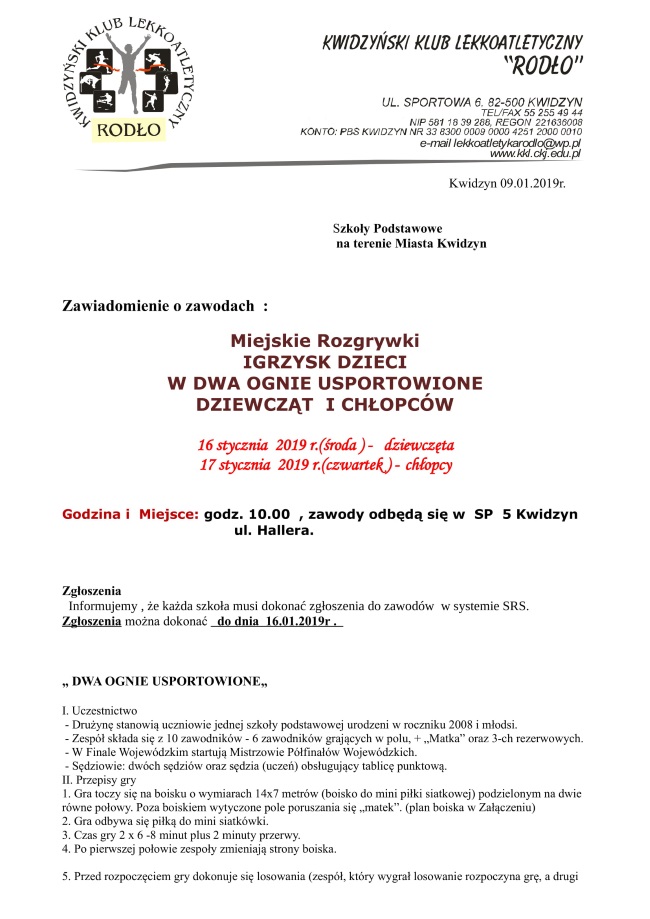 10 01 2019 miejskie rozgrywki dwa ognie1