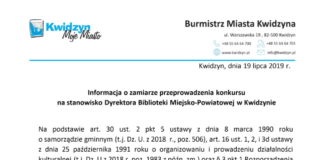 19 07 2019 konkurs na stanowisko dyrektora biblioteki