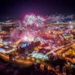 Miasto Kwidzyn nocą w Sylwestra