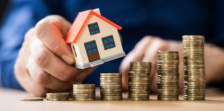 infografika prezentująca dom i monety