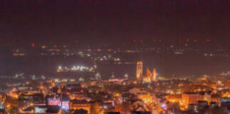 Kwidzyn - widok nocą z lotu ptaka