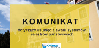 Komunikat dotyczący usunięcia awarii systemów rejestrów państwowych